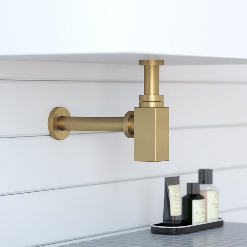 Sifone di scarico quadrato universale colore oro spazzolato | KS050G kamalu - 3
