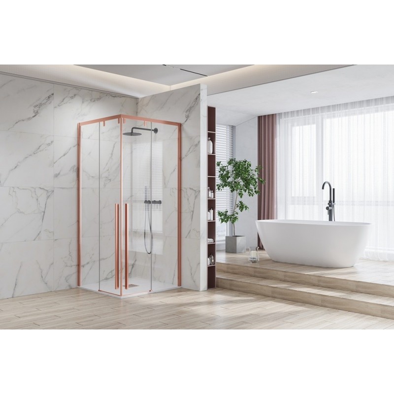 Box doccia 80x80 colore oro rosa doppio scorrevole vetro 8mm | KSA1000RG kamalu - 4