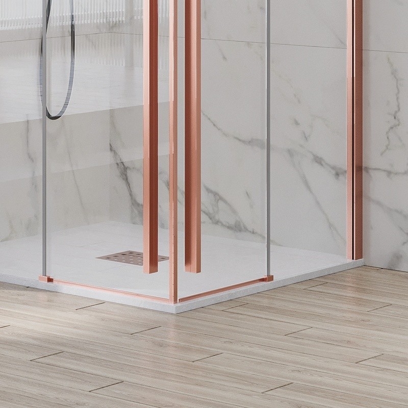 Box doccia 80x80 colore oro rosa doppio scorrevole vetro 8mm | KSA1000RG kamalu - 5