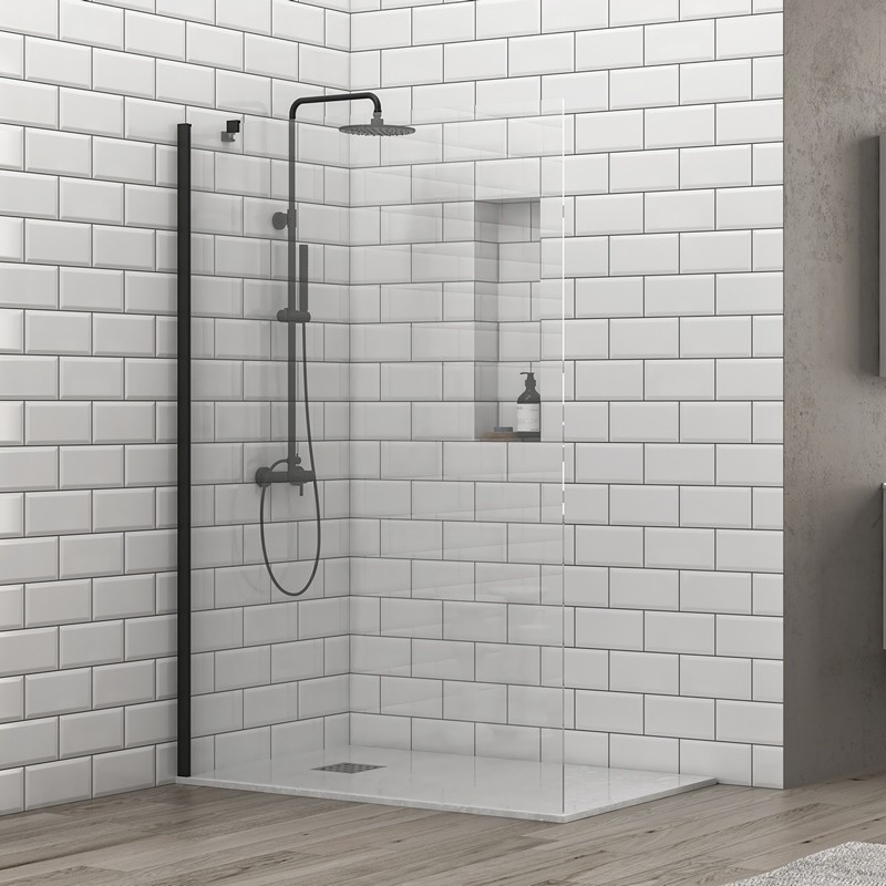 Doccia walk in 90 cm profilo nero con staffa diagonale | KS2800NT kamalu - 2