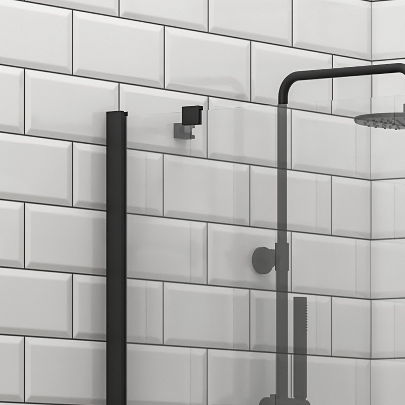 Doccia walk in 90 cm profilo nero con staffa diagonale | KS2800NT kamalu - 7