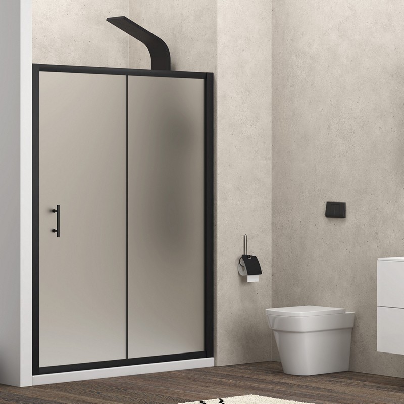 Porta doccia 110cm telaio nero e vetro opaco scorrevole | KFN5000NS kamalu - 2