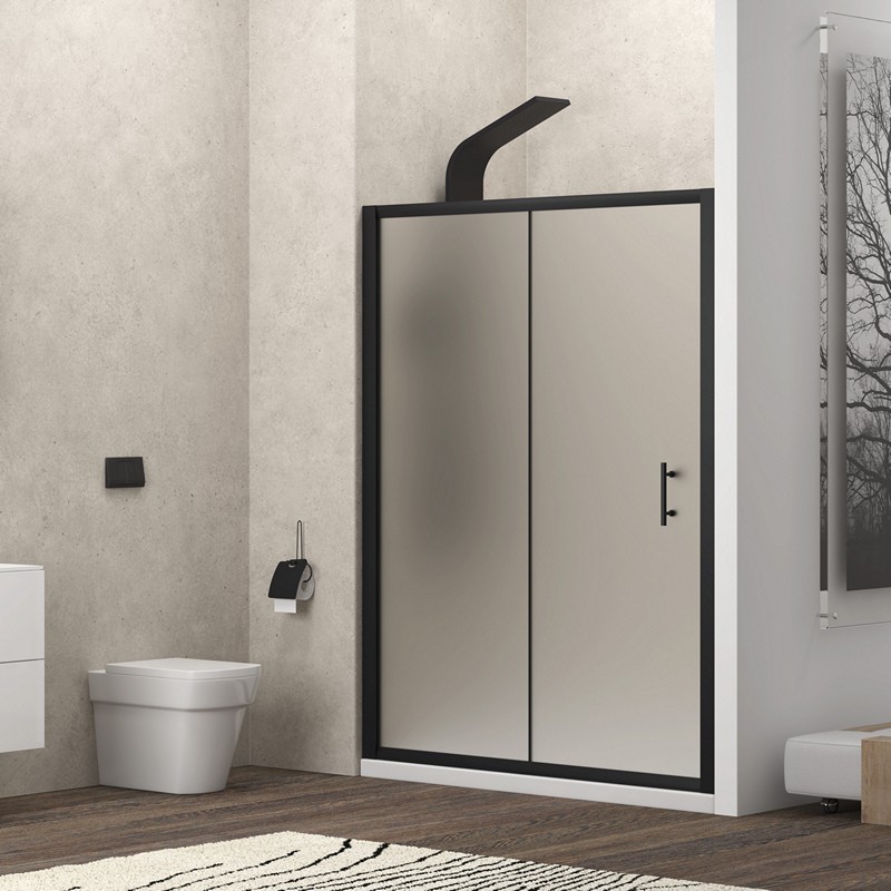 Porta doccia 120cm telaio nero e vetro opaco scorrevole | KFN5000NS kamalu - 2