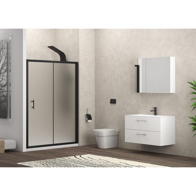 Porta doccia 140cm telaio nero e vetro opaco scorrevole | KFN5000NS kamalu - 7