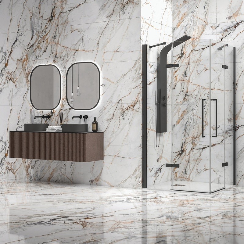 Box doccia 80x80 nero opaco doppio battente | KT1000N kamalu - 8