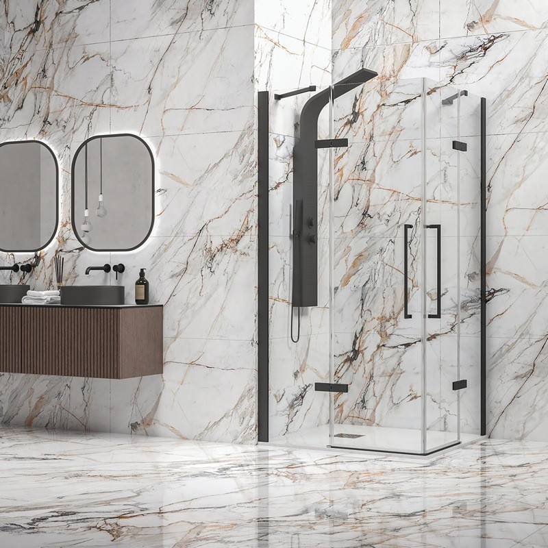 Box doccia 80x80 nero opaco doppio battente | KT1000N kamalu - 2