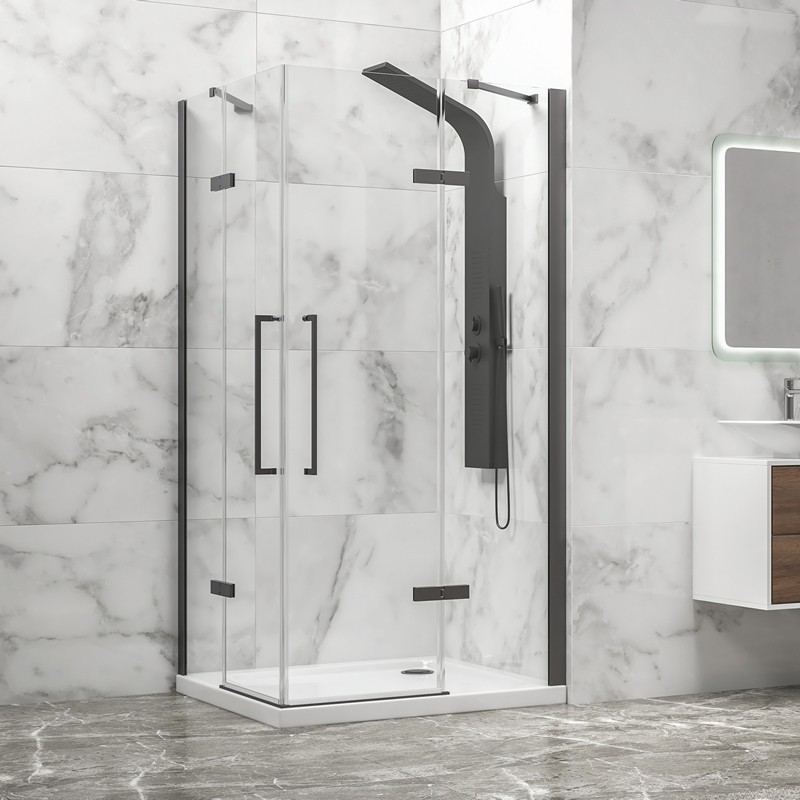 Box doccia 80x80 colore gun metal battente | KT1000GM kamalu - 1