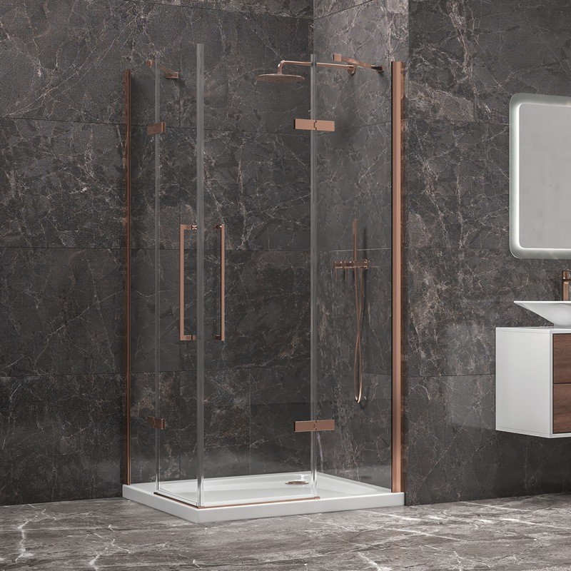 Box doccia 80x80 colore oro rosa battente | KT1000GR kamalu - 2
