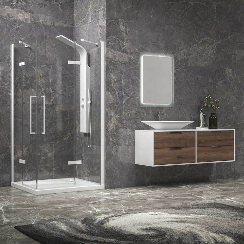 Box doccia 80x80 bianco opaco doppio battente | KT1000B kamalu - 2