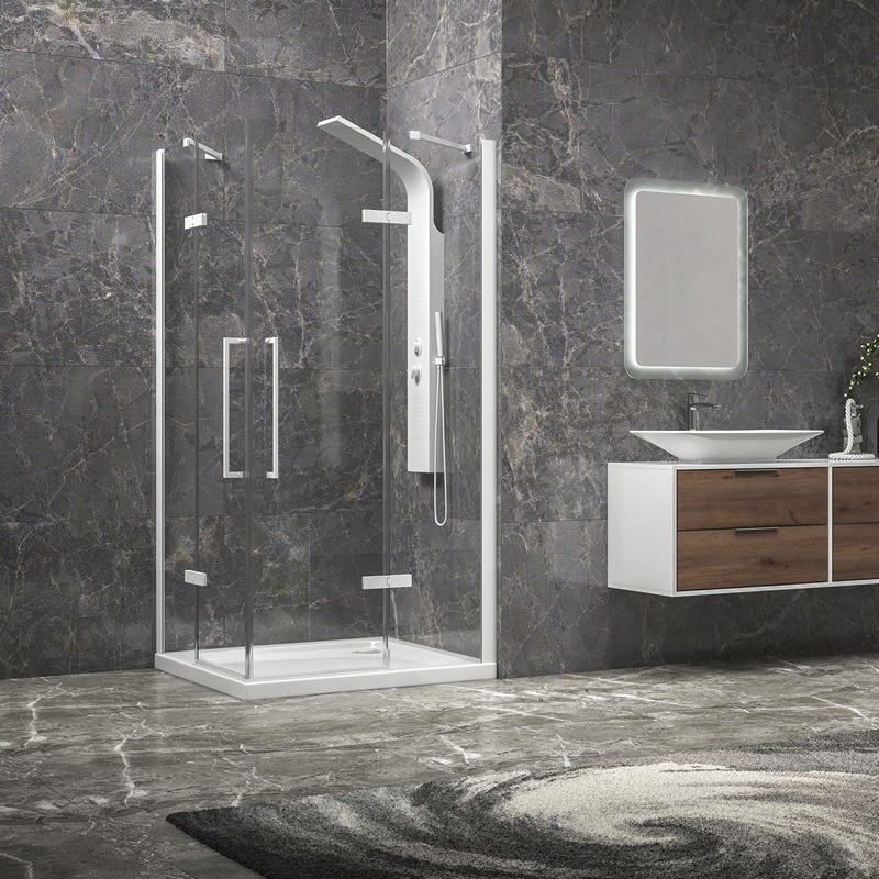 Box doccia 80x80 bianco opaco doppio battente | KT1000B kamalu - 8