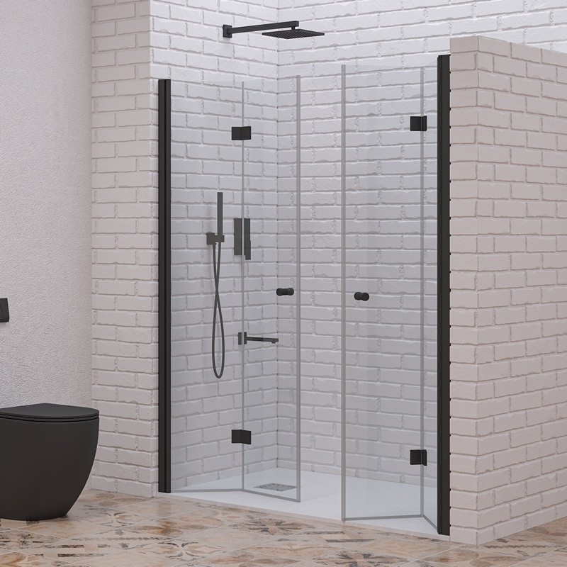 Porta doccia a doppio soffietto 140-143 cm colore nero | KAM-KS700DN kamalu - 2