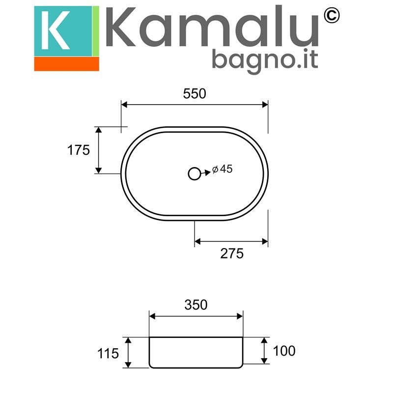 Lavabo da appoggio in acciaio inox gun metal con finitura spazzolata | KJ5500GM kamalu - 3