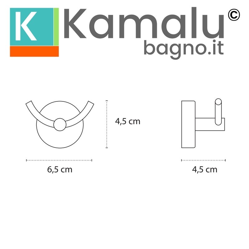 Appendino doppio gancio design curvo in acciaio inox finitura lucida |  Monde-C kamalu - 2