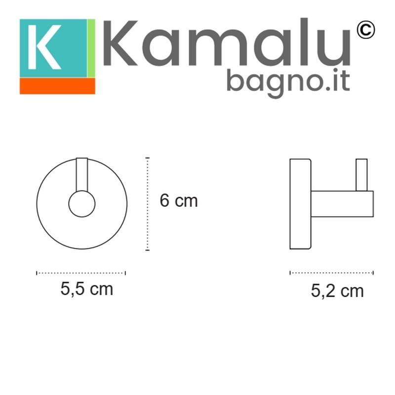 Appendino bagno gancio singolo a muro in acciaio inox finitura lucida | MONDE-C kamalu - 2