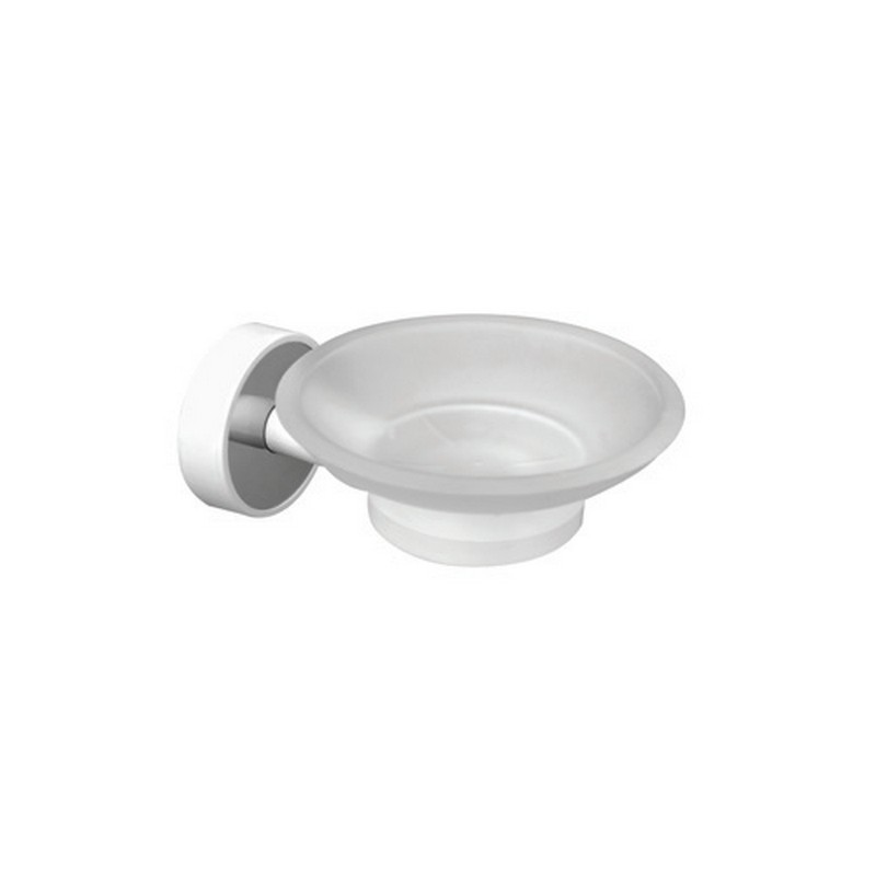 Portasapone a muro con supporto in acciaio inox e abs bianco e ciotola in vetro | NICO-B kamalu - 1