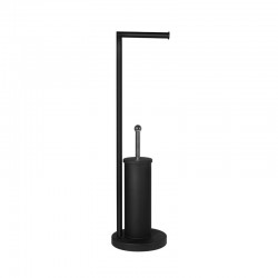 Base con portascopino e portarotolo in acciaio inox nero opaco | KAM720N kamalu - 1
