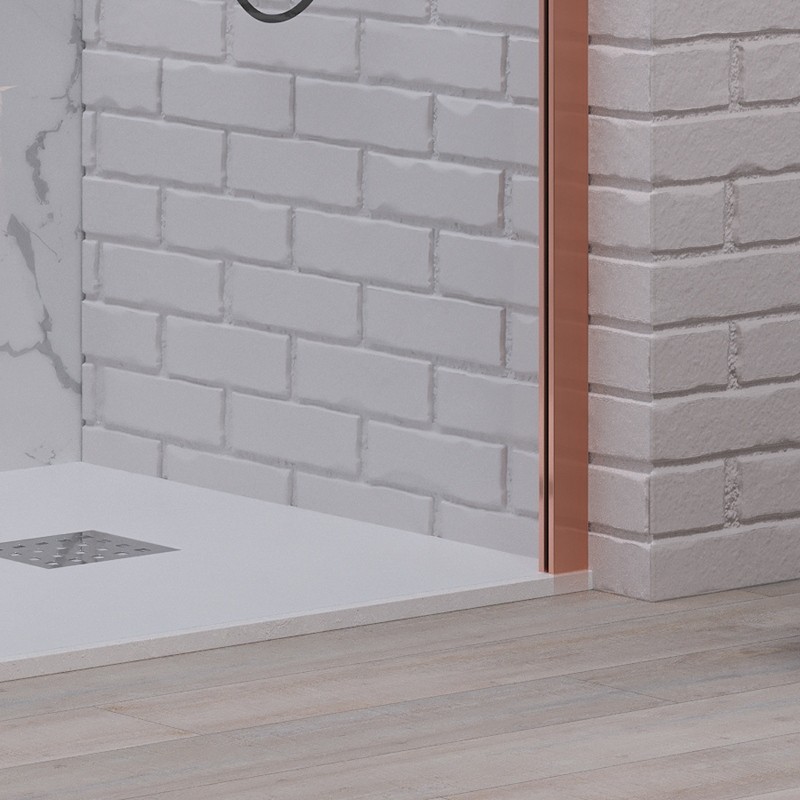 Doccia walkin 100 cm vetro trasparente profilo oro rosa | KW1000GR kamalu - 4