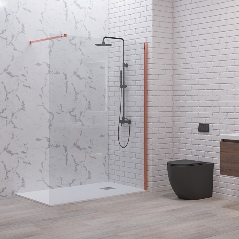 Doccia walkin 100 cm vetro trasparente profilo oro rosa | KW1000GR kamalu - 1