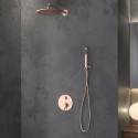 Set doccia a parete finitura oro rosa soffione, doccetta, miscelatore | KAM-ARTE ORO ROSA kamalu - 1