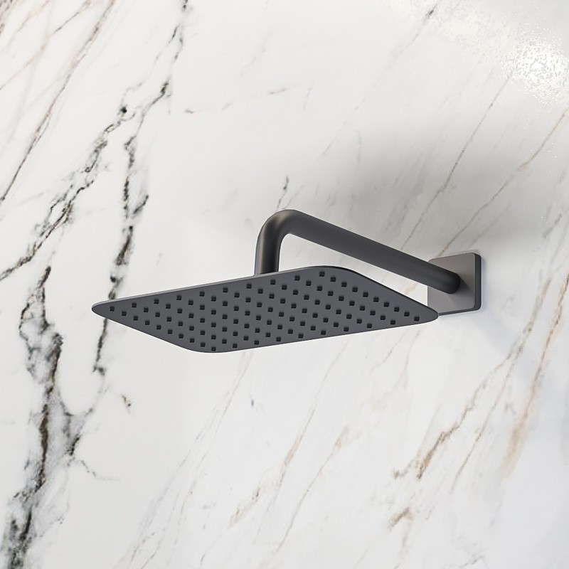 Set doccia a parete finitura gun metal soffione, doccetta, miscelatore con deviatore | KAM-L GUN METAL kamalu - 3