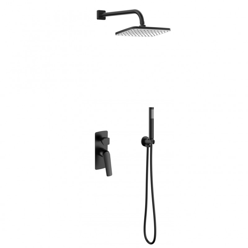 Set doccia a parete finitura gun metal soffione, doccetta, miscelatore con deviatore | KAM-L GUN METAL kamalu - 4