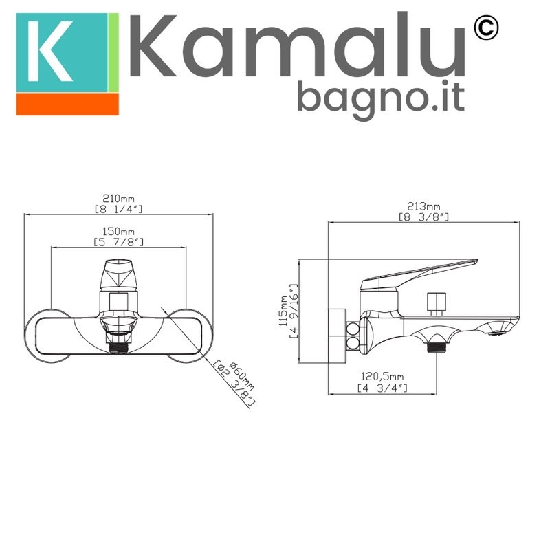 Miscelatore vasca in acciaio inox con finitura gun metal| KAM-L GUN METAL kamalu - 2