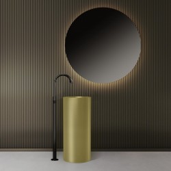 Lavabo da terra freestanding con drenaggio a pavimento finitura oro | kamalu - 1