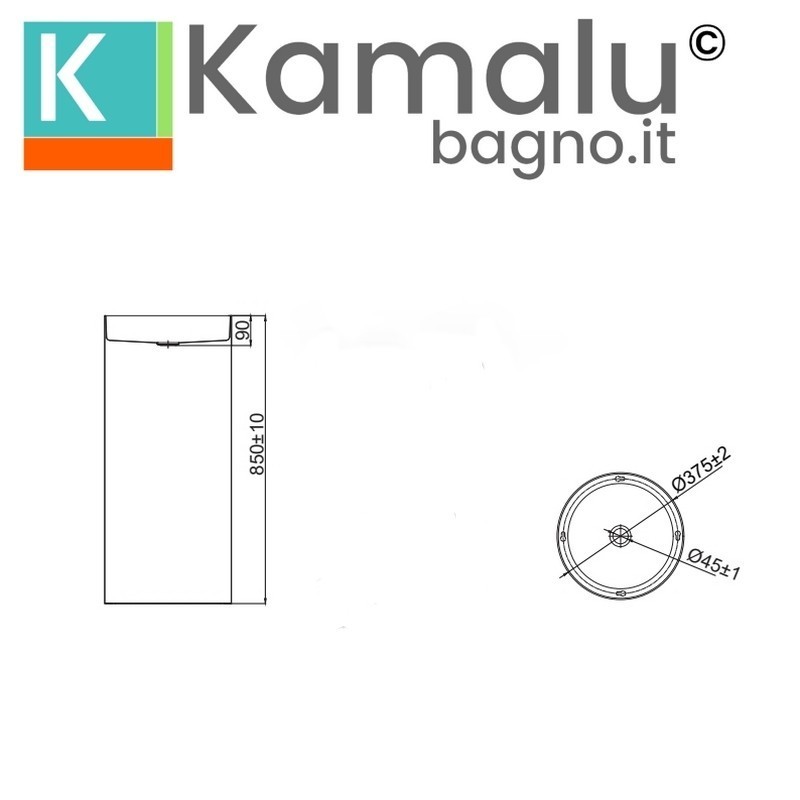 Lavabo da terra freestanding con drenaggio a pavimento finitura gun metal | kamalu - 3