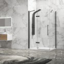 Box doccia 80x80 telaio nero porta battente laterale fisso 80cm | KT5000N kamalu - 2