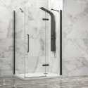 Box doccia 80x80 telaio nero porta battente laterale fisso 80cm | KT5000N kamalu - 1