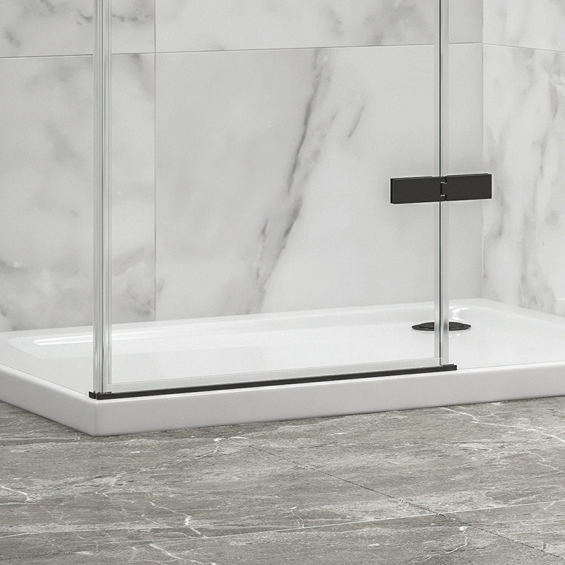 Box doccia 80x80 telaio nero porta battente laterale fisso 80cm | KT5000N kamalu - 4