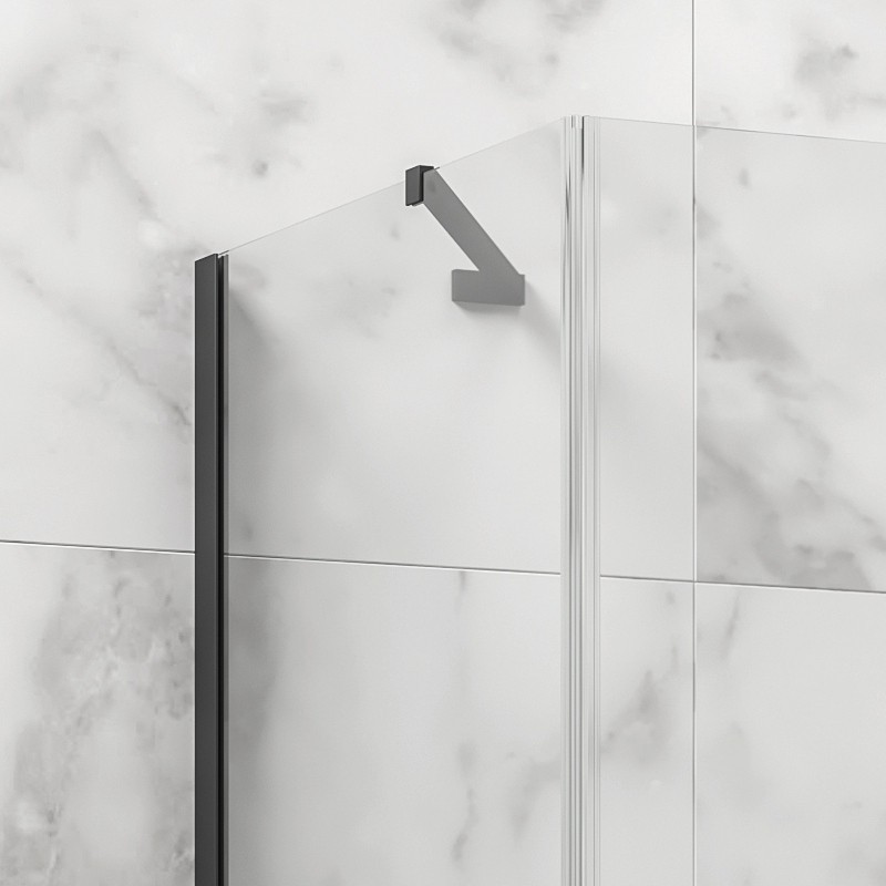 Box doccia 80x80 telaio nero porta battente laterale fisso 80cm | KT5000N kamalu - 6