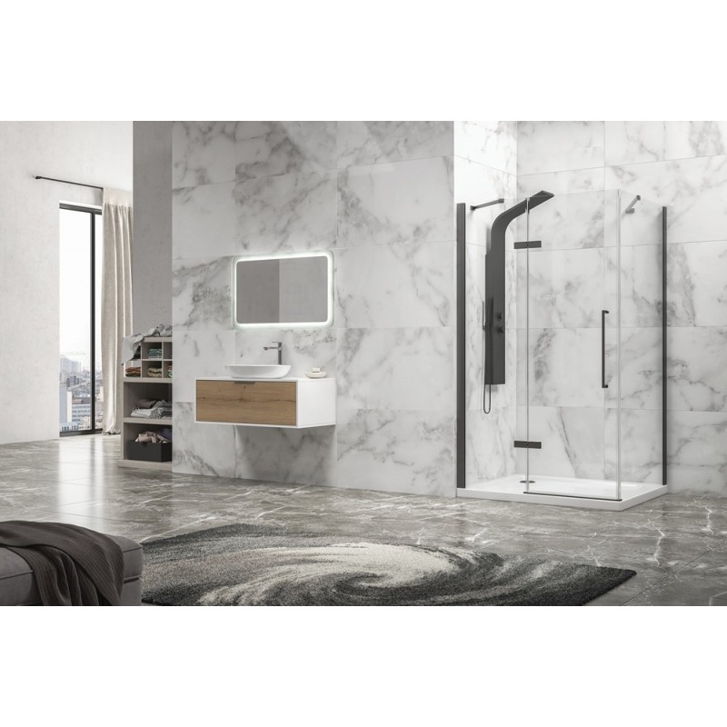 Box doccia 80x80 telaio gun metal porta battente laterale fisso 80cm | KT5000GM kamalu - 9