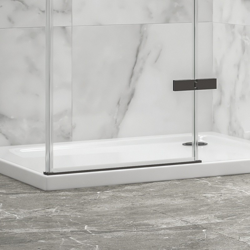Box doccia 80x80 telaio gun metal porta battente laterale fisso 80cm | KT5000GM kamalu - 5