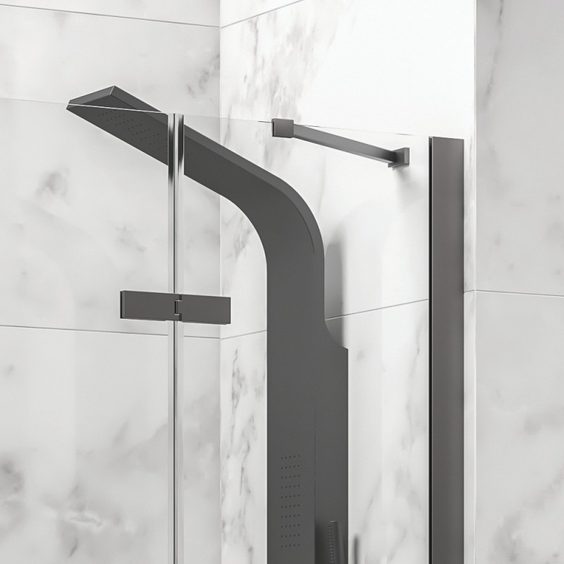 Box doccia 80x80 telaio gun metal porta battente laterale fisso 80cm | KT5000GM kamalu - 6