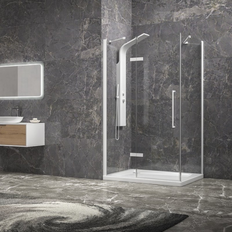 Box doccia 80x80 bianco porta battente  | KT5000B kamalu - 1