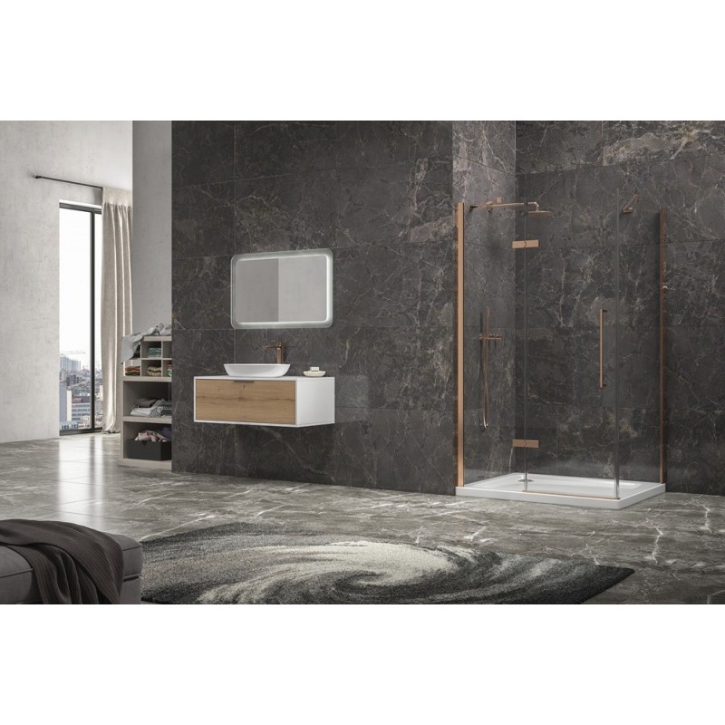Box doccia 80x80 telaio colore rame porta battente laterale fisso 80cm | KT5000RG kamalu - 8