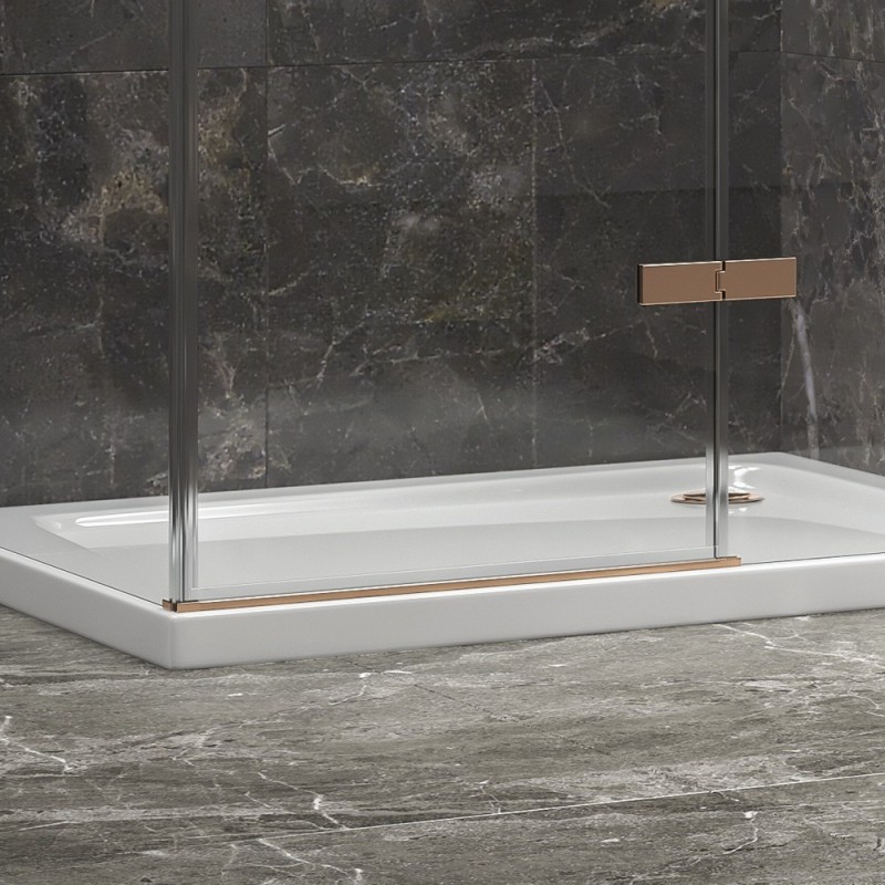 Box doccia 80x80 telaio colore rame porta battente laterale fisso 80cm | KT5000RG kamalu - 4