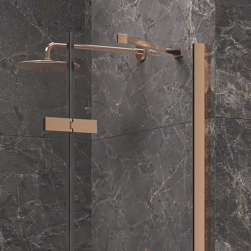 Box doccia 80x80 telaio colore rame porta battente laterale fisso 80cm | KT5000RG kamalu - 5