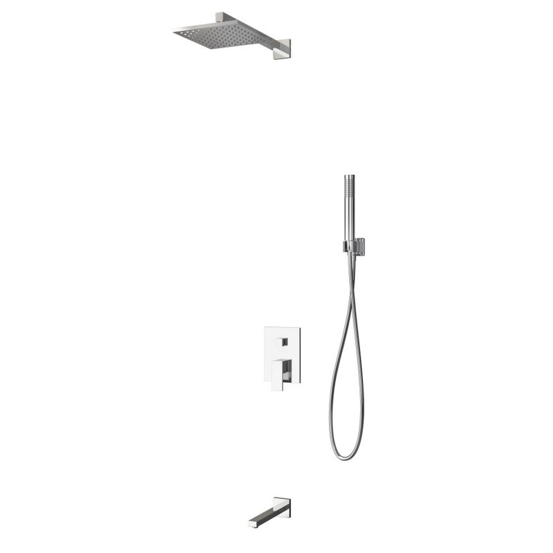 Set doccia a parete con soffione, doccetta e getto vasca in ottone finitura lucida| KAM-DIANA kamalu - 6