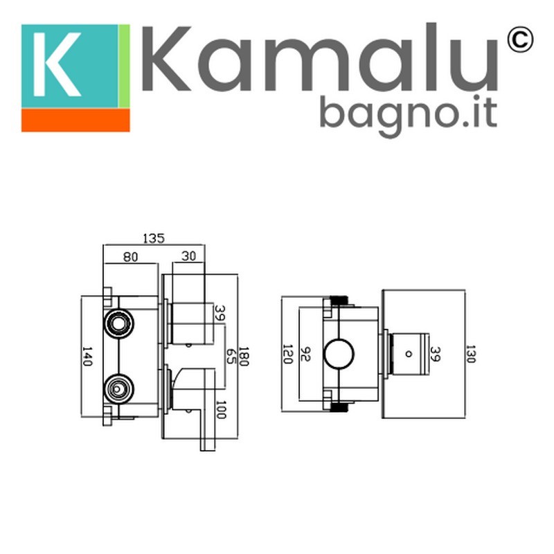 Miscelatore doccia a muro con deviatore 3 vie finitura cromata | KAM-DIANA kamalu - 3