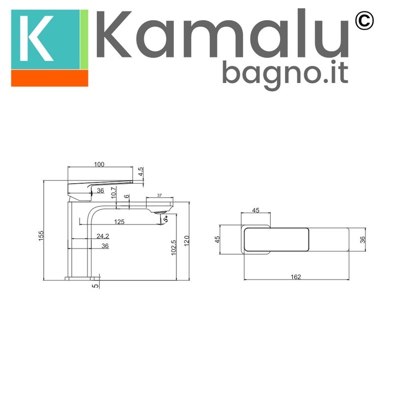 Miscelatore lavabo linea squadrata in ottone lucido | KAM-DIANA kamalu - 5
