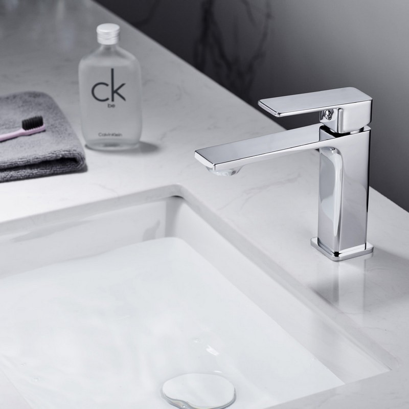 Miscelatore lavabo linea squadrata in ottone lucido | KAM-DIANA kamalu - 1