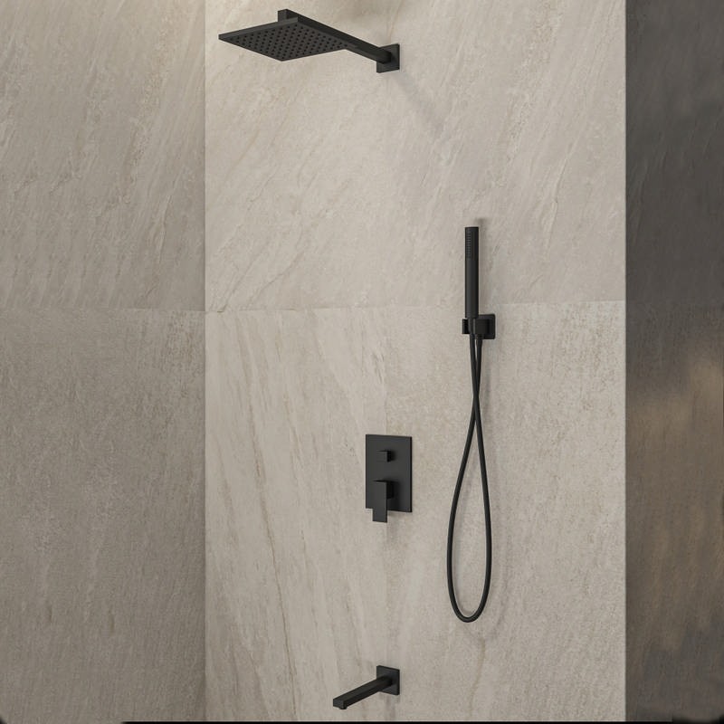 Set doccia a incasso con soffione, doccetta colore nero | KAM-DIANA NERO kamalu - 1