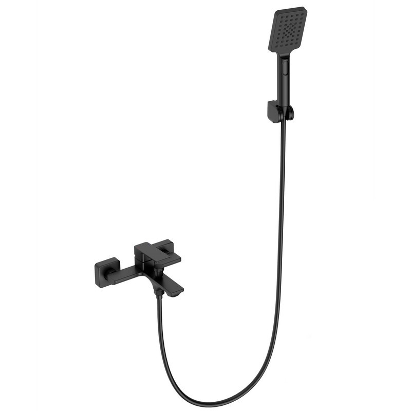 Miscelatore vasca in ottone nero con doccetta e flessibile PVC | KAM-DIANA NERO kamalu - 1