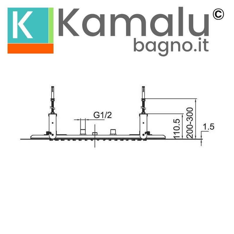 Soffione doccia incasso soffitto in acciaio con luci led | KAM-DIANA kamalu - 3