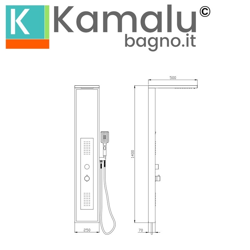 Colonna doccia multifuzionale colore nero e motivo marmo | KAM-N2300B kamalu - 4