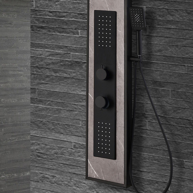 Colonna doccia multifuzionale colore nero e motivo marmo | KAM-N2300B kamalu - 3