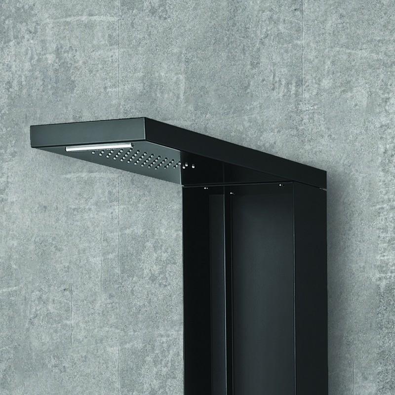 Pannello doccia nero soffione a cascata e doccetta | KAM-T7100N kamalu - 2