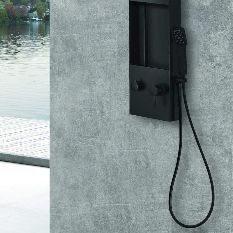 Pannello doccia nero soffione a cascata e doccetta | KAM-T7100N kamalu - 3